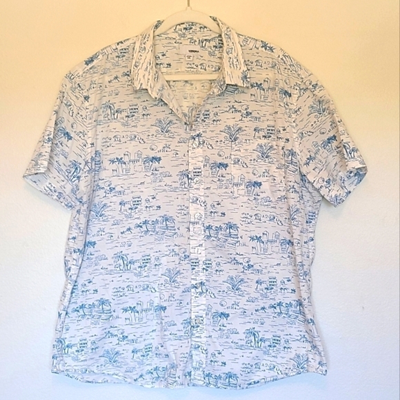 Sonoma Mens Hawaiian Button Down Short Sleeve Shirt with Chest Pocket - Picture 1 of 5